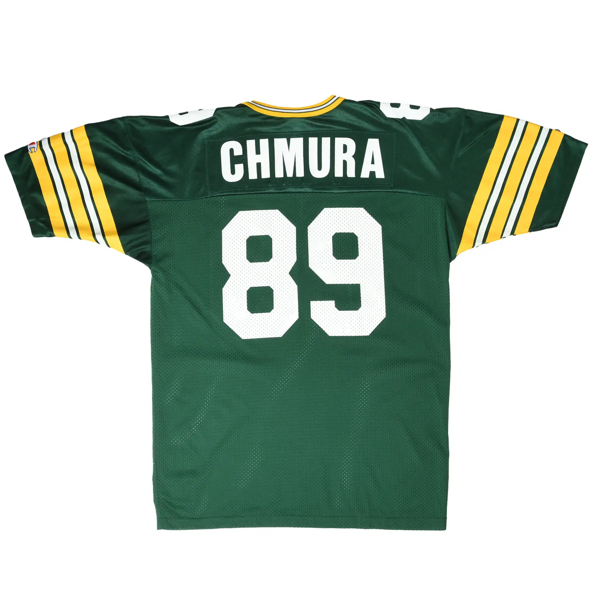 Back of green Green Bay Packers jersey with Chmura name and white number 89