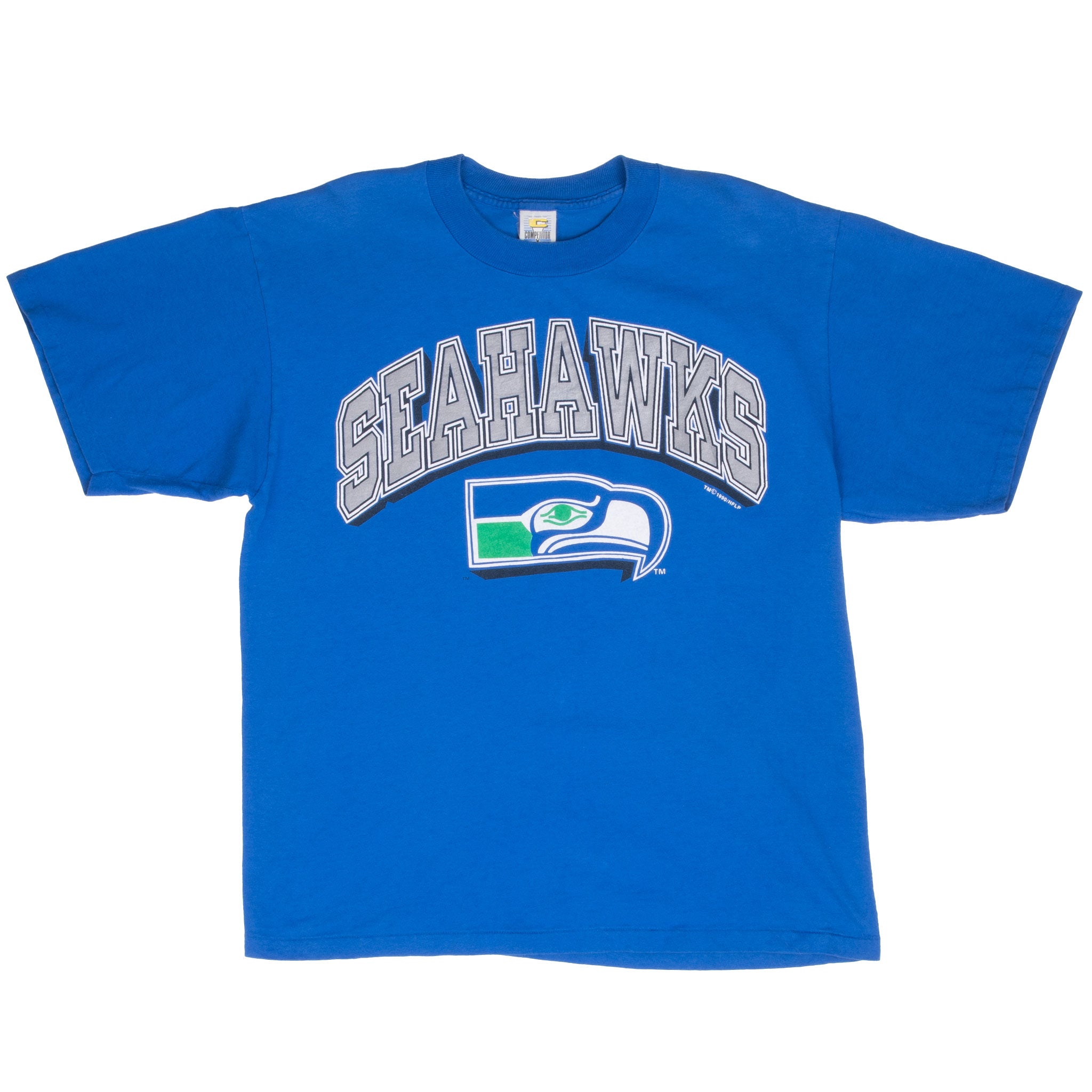 Vintage Nfl Seattle Seahawks Tee Shirt 1990 Size Large With Single Stitch Sleeves