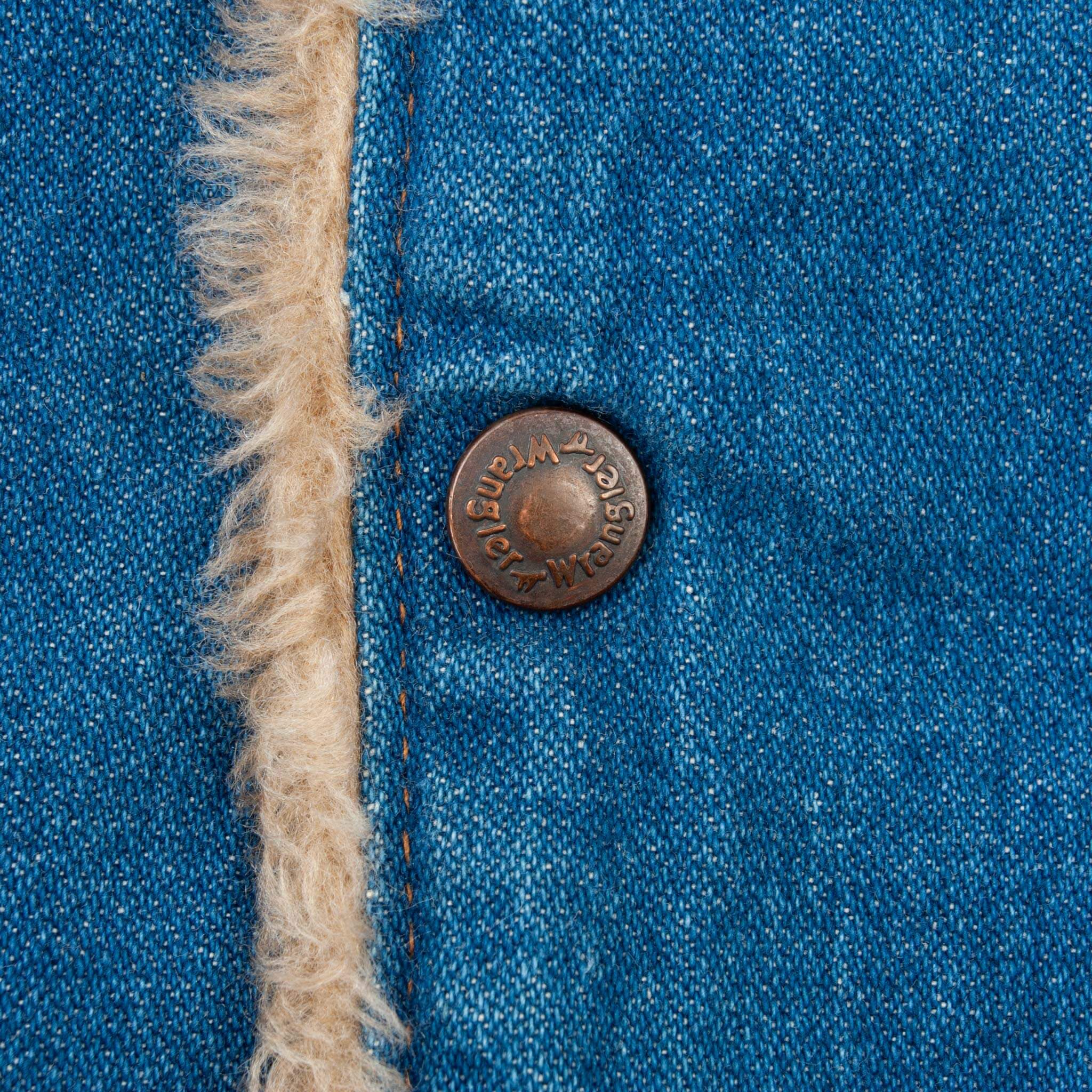 Vintage Wrangler Fur Lined Denim Jacket 1970S Size 42 Made In Usa