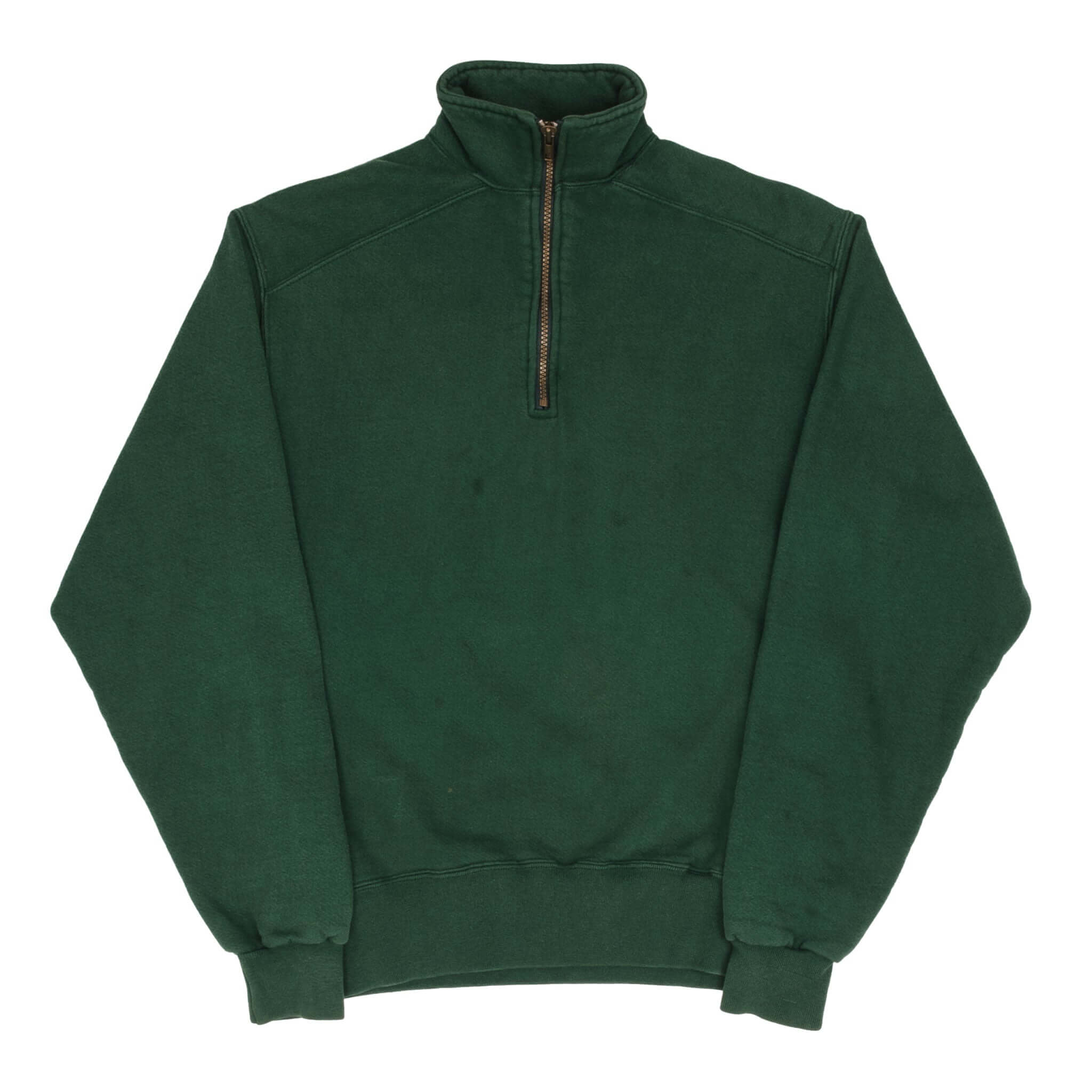Vintage Quarter 1/4 Zip Pine Green Russell Sweatshirt 1990S Size Small Made In USA