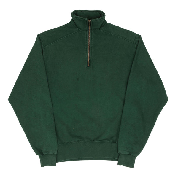 Vintage Quarter 1/4 Zip Pine Green Russell Sweatshirt 1990S Size Small Made In USA