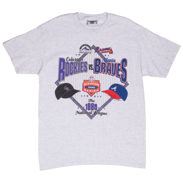 Vintage MLB Rockies Vs Braves 1995 National Finals Tee Shirt Size Medium Made In Usa