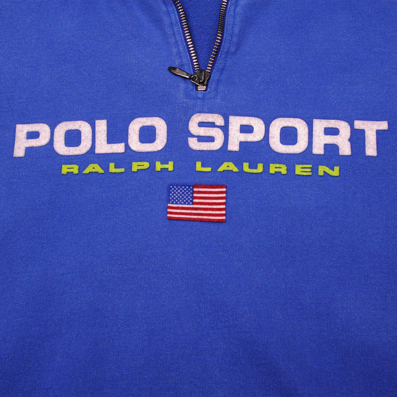 VINTAGE POLO SPORT RALPH LAUREN QUARTER ZIP SWEATSHIRT 1990s SIZE MEDIUM