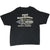 Back of black TNT Harley-Davidson T-shirt with flames and Quincy, Illinois graphic