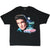 Full front of black Elvis Presley T-shirt with portrait, Elvis Presley Boulevard sign and pink Cadillac graphic
