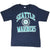 Full front view of navy Seattle Mariners T-shirt with teal and white team graphic