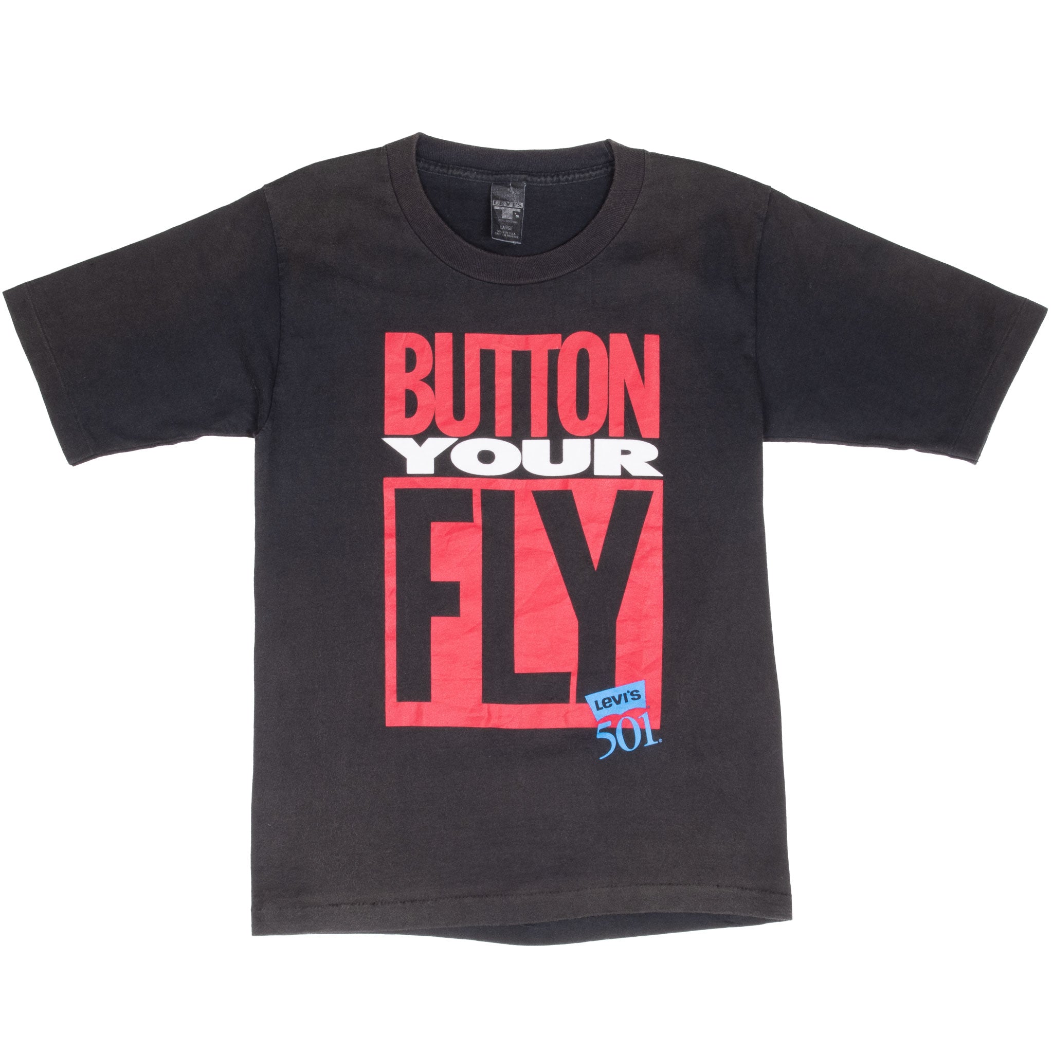 Vintage Levis 501 The Original Black Tee Shirt Size Small Made In USA With Single Stitch Sleeves


