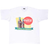 Vintage Coca Cola Company White Tee Shirt 1980S Size Large Made In USA With Single Stitch Sleeves