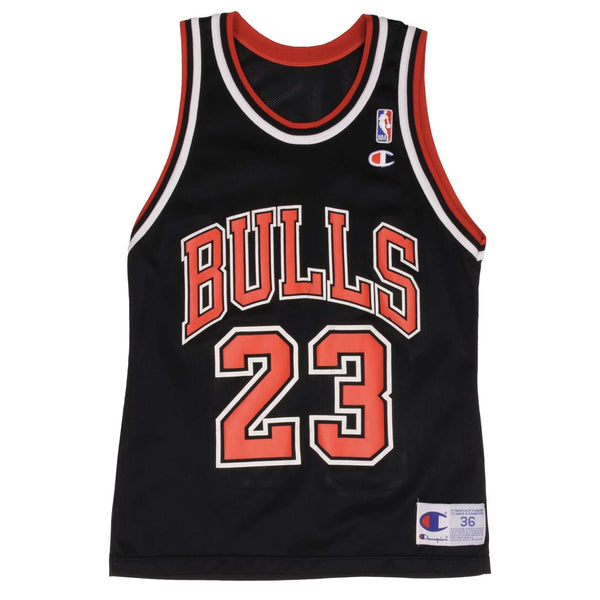 Vintage Champion NBA Chicago Bulls Michael Jordan Black Jersey 1990S Size 36 Made In USA