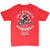 Back of red West Coast Choppers T-shirt with biker, motorcycle, cross, and Long Beach graphic