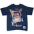 Full front of navy Detroit Tigers MLB Catch the Fever graphic T-shirt