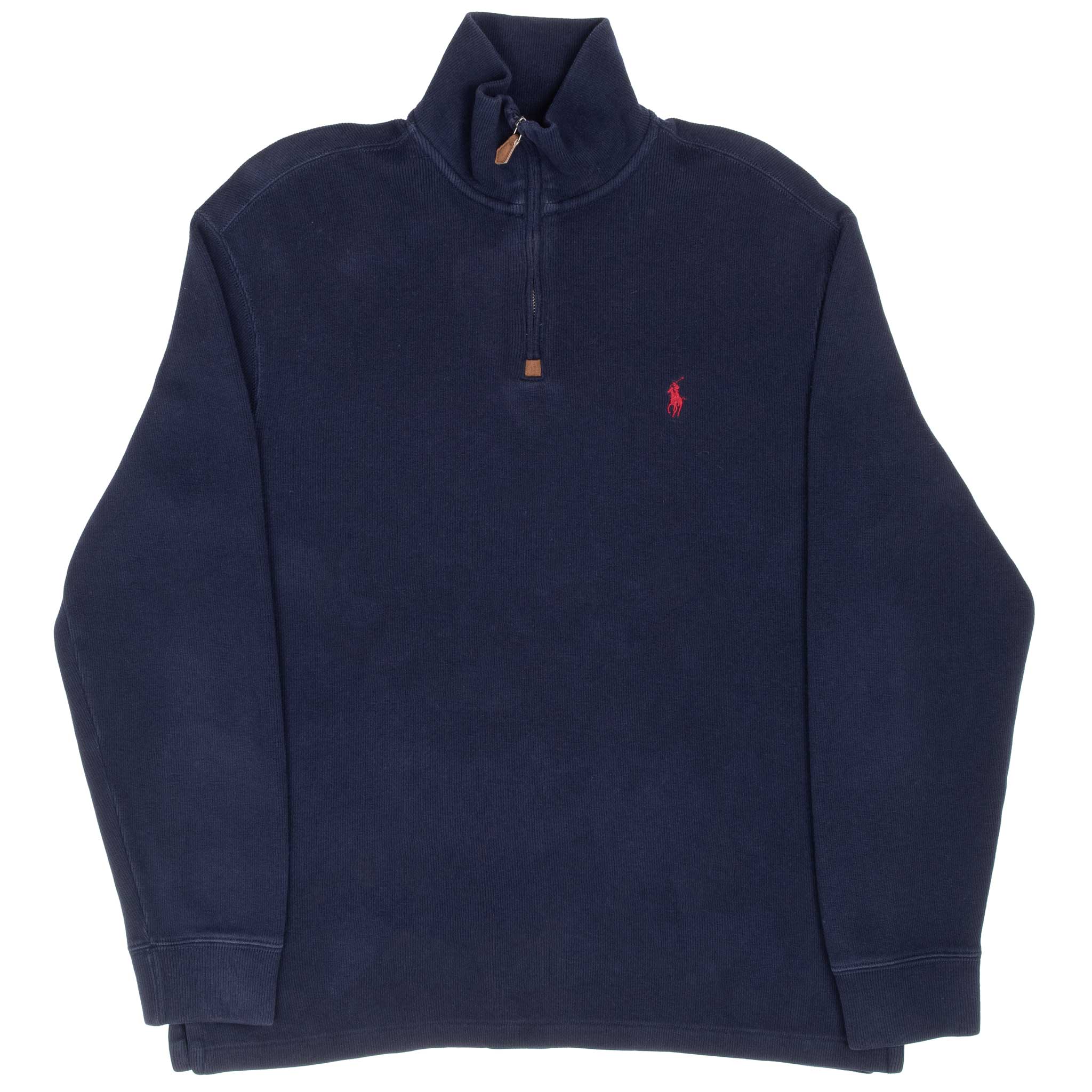 Vintage Polo Ralph Lauren Navy Blue Quarter 1/4 Zip Sweater 1990s Size Medium