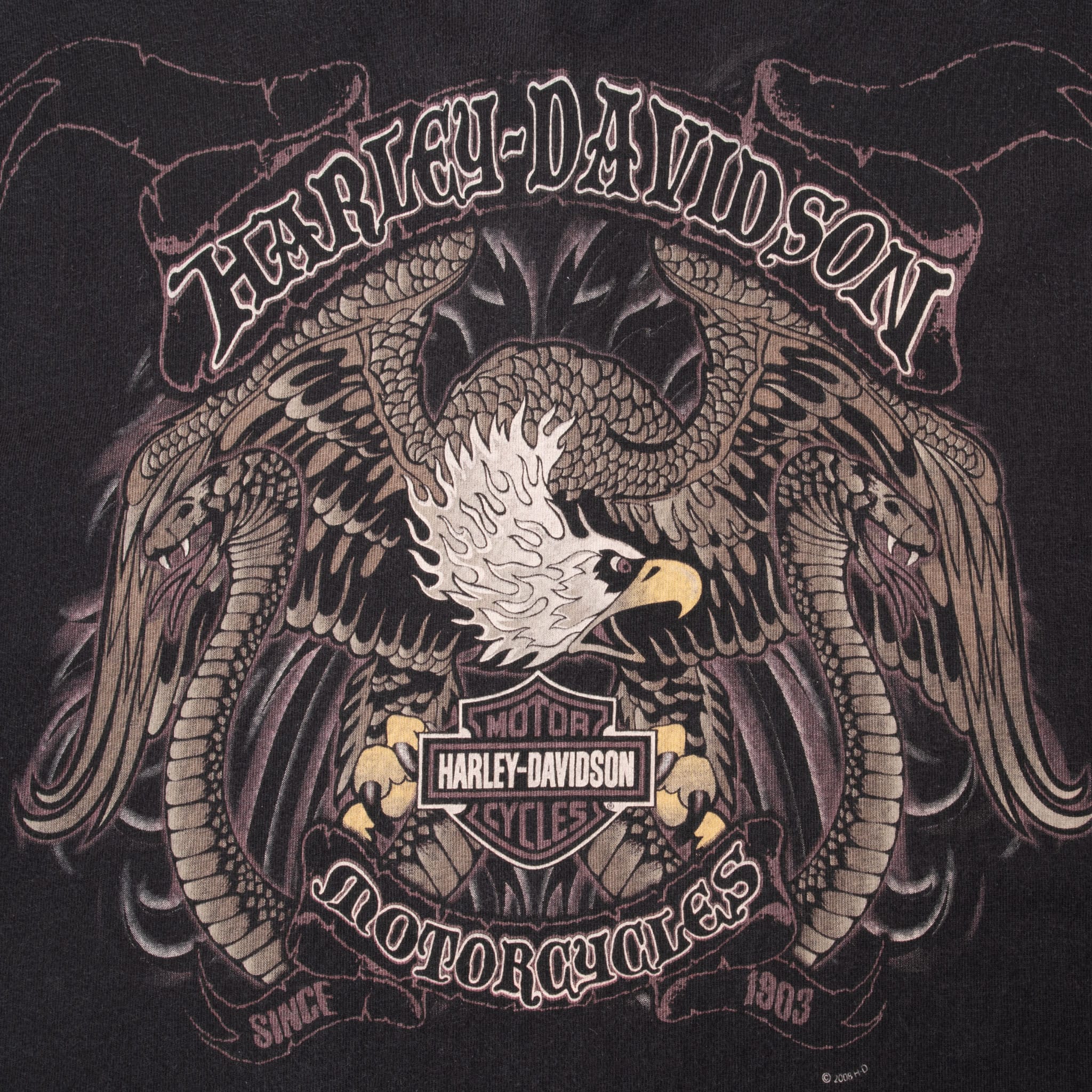 Vintage Harley Davidson Henley Long Sleeve Tee Shirt 2008 Size 2Xl Made In Usa