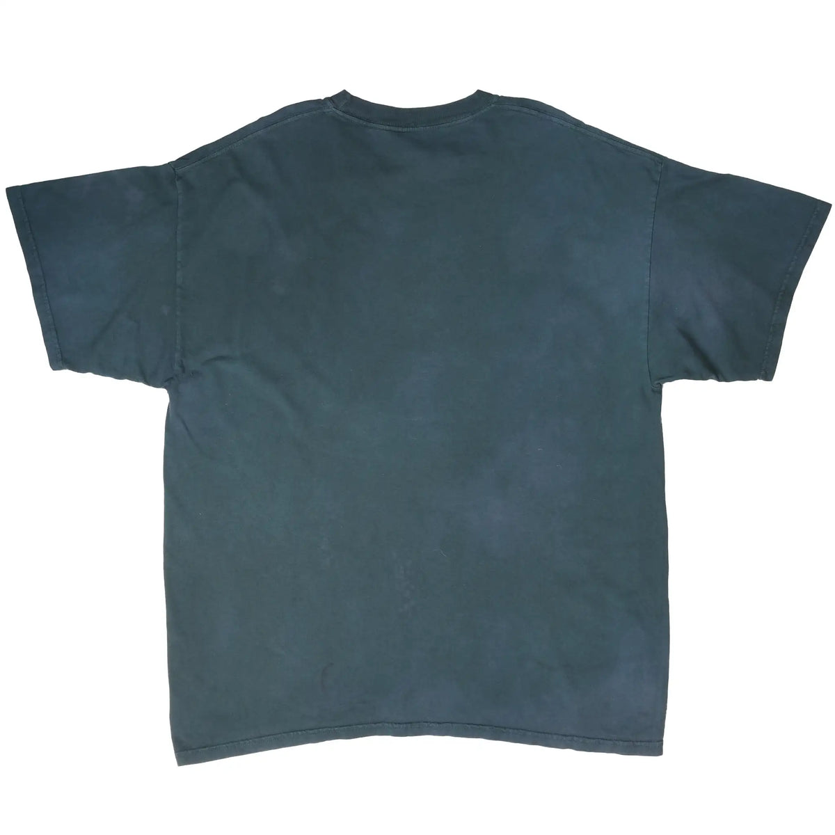 Back of blue-gray The Mountain T-shirt with no graphic