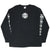 Full front of black West Coast Choppers long-sleeve T-shirt with white chest and sleeve prints