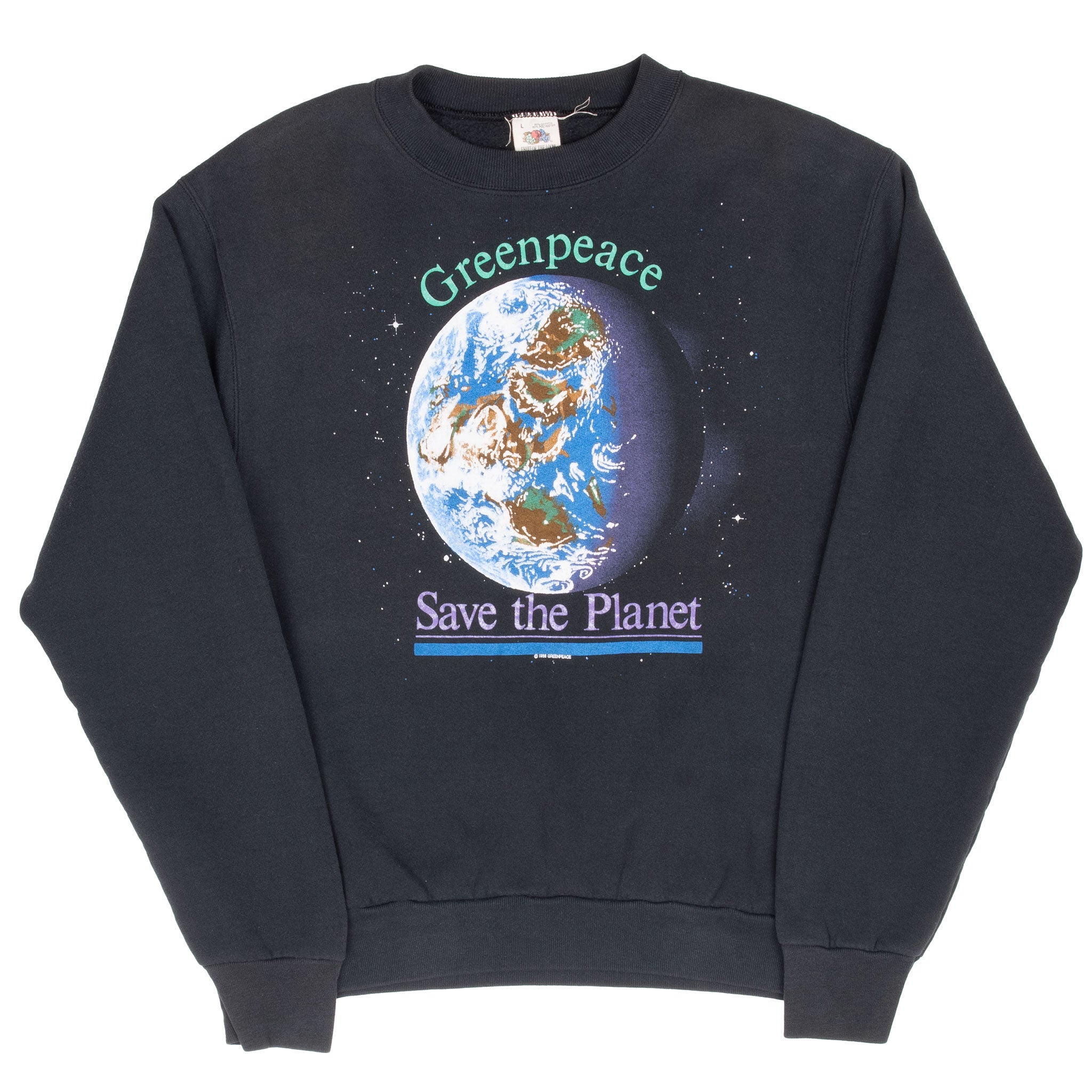 Vintage Green Peace Save The Planet 1988 Sweatshirt Size Medium Made In Usa
