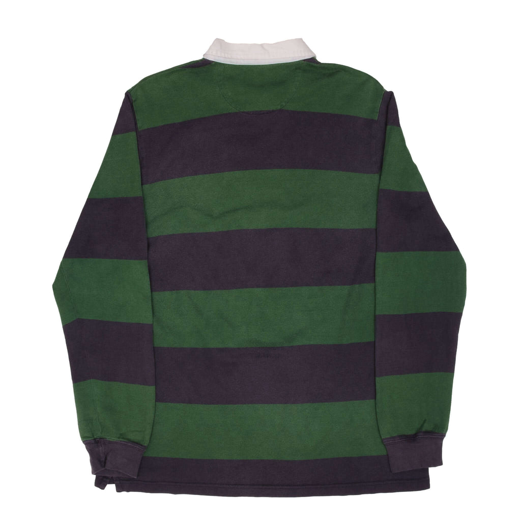 VINTAGE CHAPS RALPH LAUREN BLUE & GREEN STRIPED RUGBY POLO
