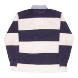 Vintage Ralph Lauren Blue & White Striped Rugby Polo Shirt 1990S Size XL