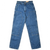 Front of Carhartt B73 blue jeans with double knees, utility pockets, and straight legs