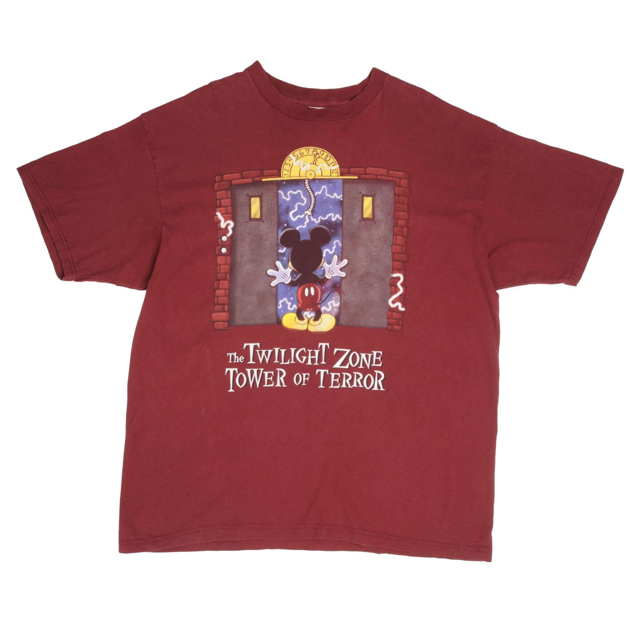 Vintage Disney The Twilight Zone Tower Of Terror With Mickey Mouse Tee Shirt 1990S Size 2XL Made In USA