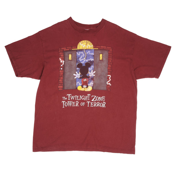 Vintage Disney The Twilight Zone Tower Of Terror With Mickey Mouse Tee Shirt 1990S Size 2XL Made In USA
