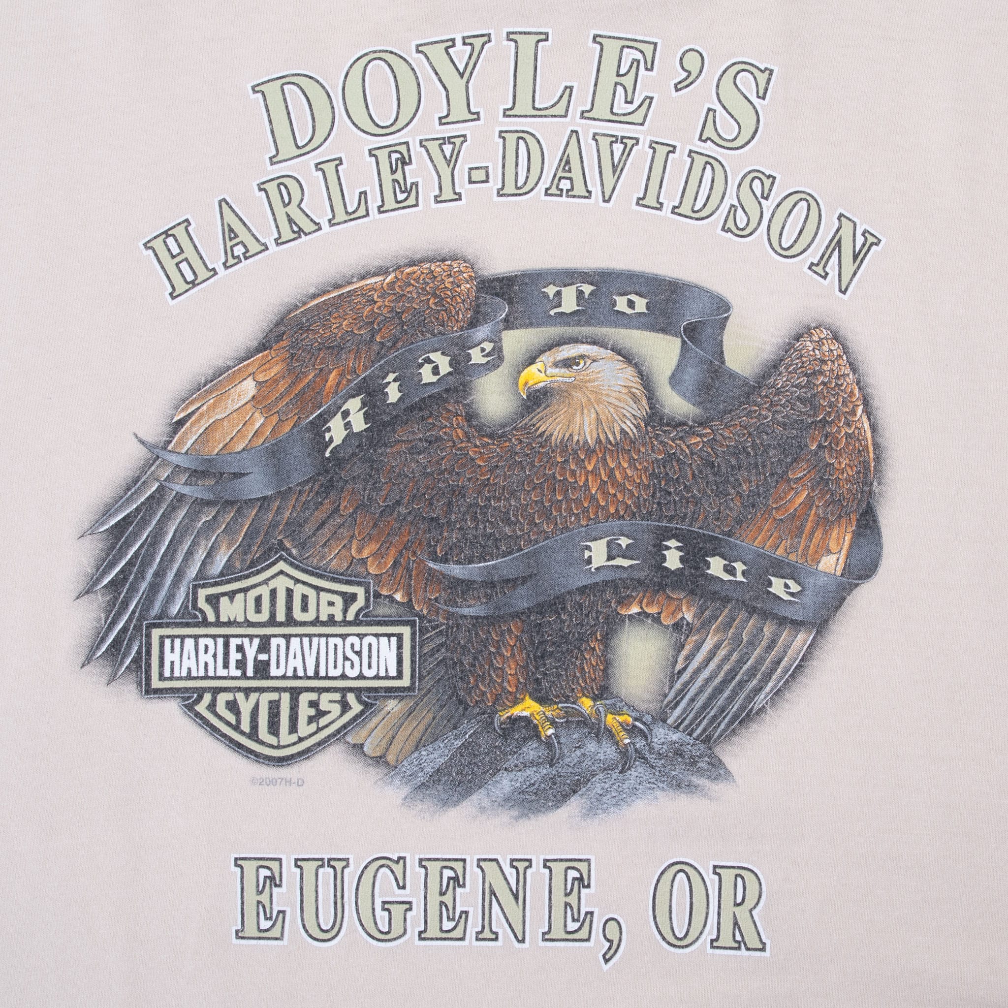 VINTAGE HARLEY DAVIDSON EUGENE OREGON LONG SLEEVES TEE SHIRT 2007 XL MADE IN USA