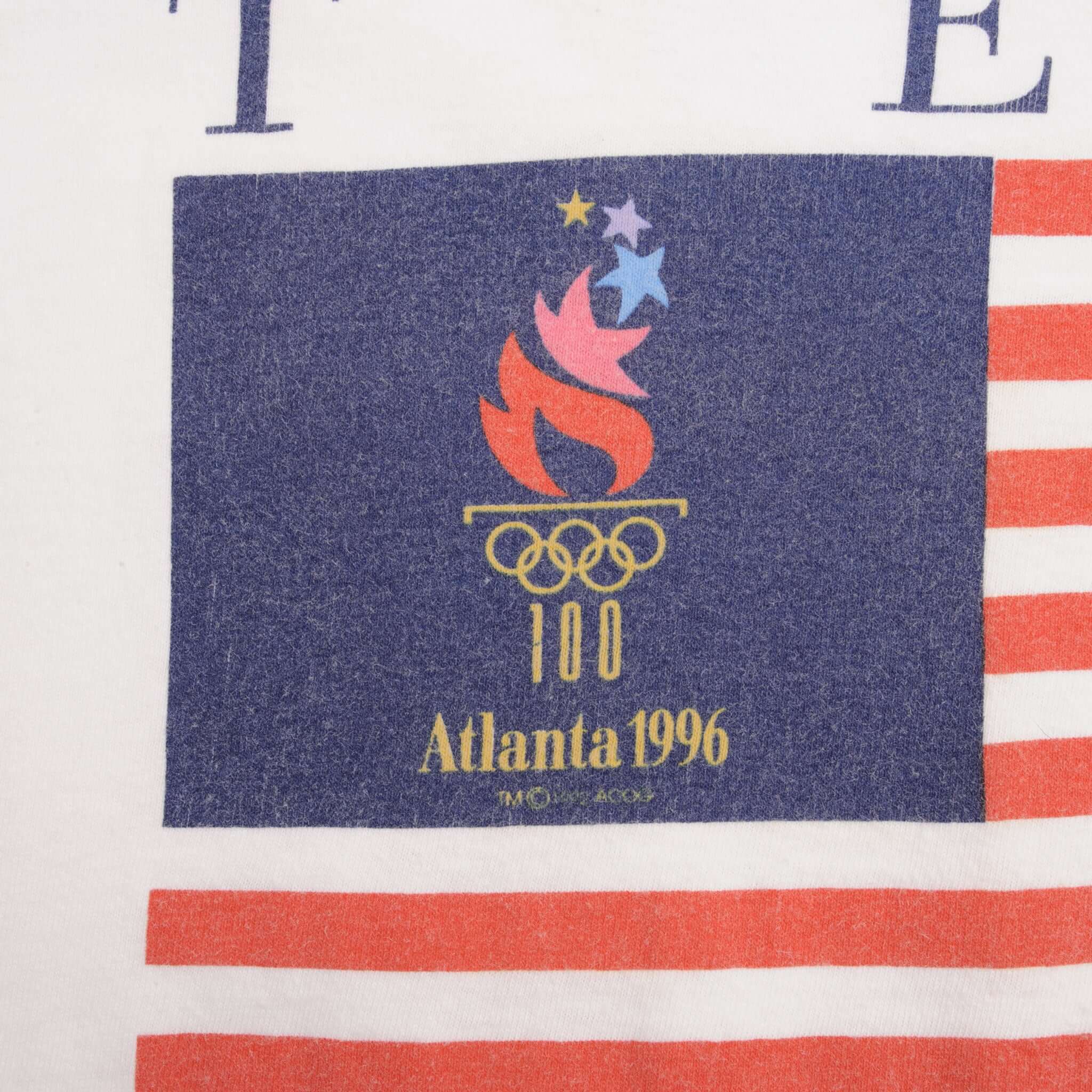 Vintage Atlanta Centennial Olympic Games 1996 Team America Team USA Tee Shirt Size Large Made In USA With Single Stitch Sleeves