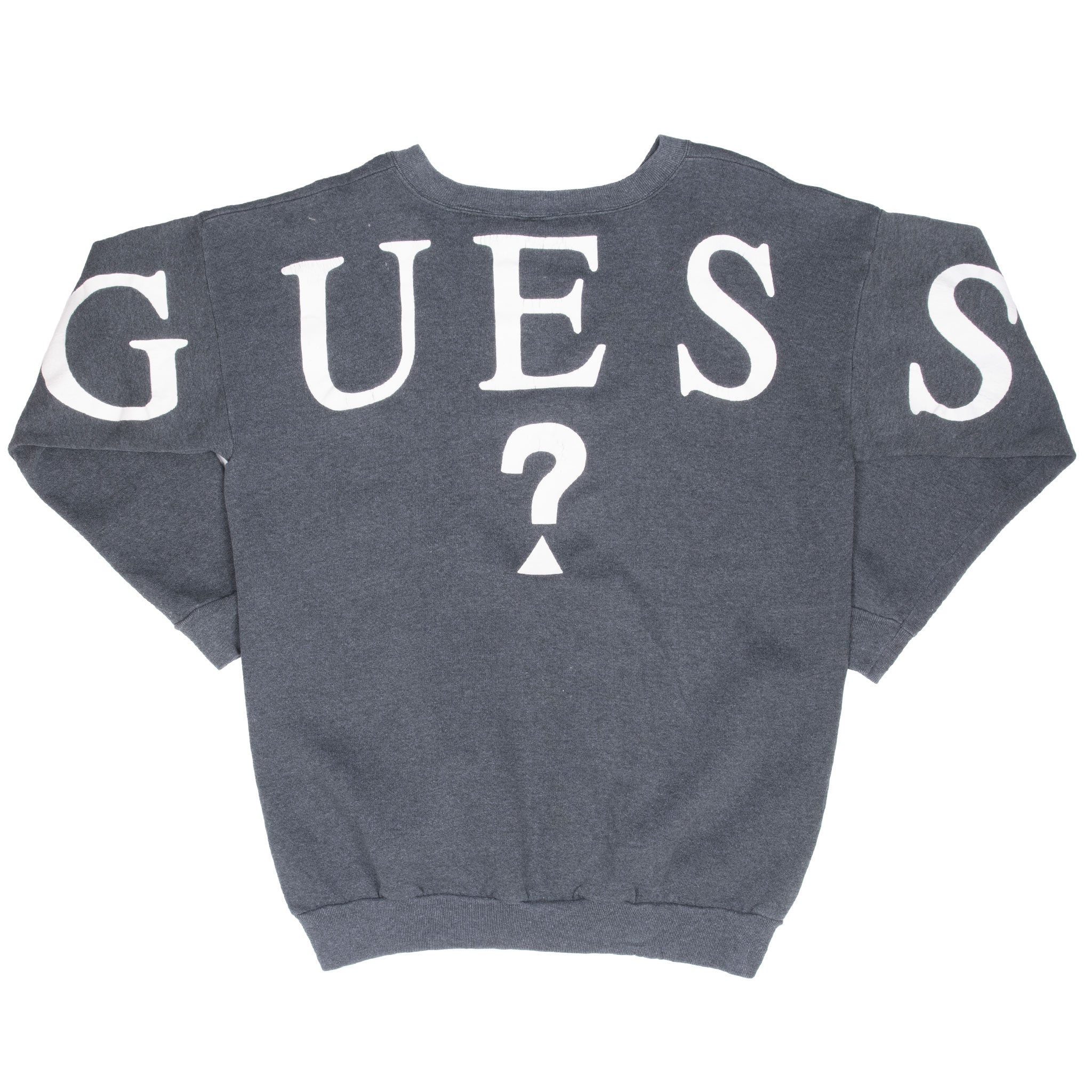Vintage Guess Back Print Grey Crewneck Sweatshirt 1990S Size Large Made In Usa