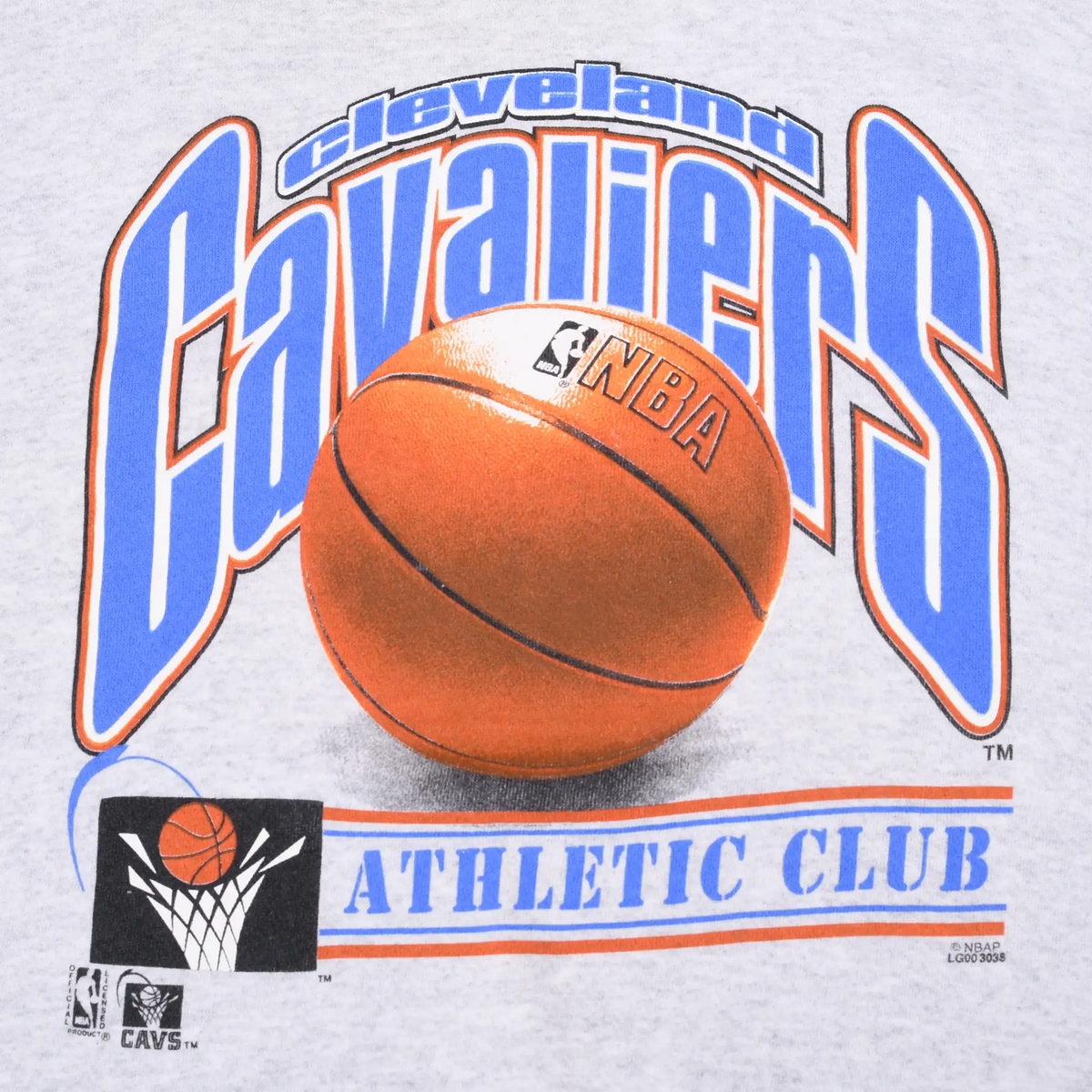 Close-up of Cleveland Cavaliers Athletic Club basketball chest graphic