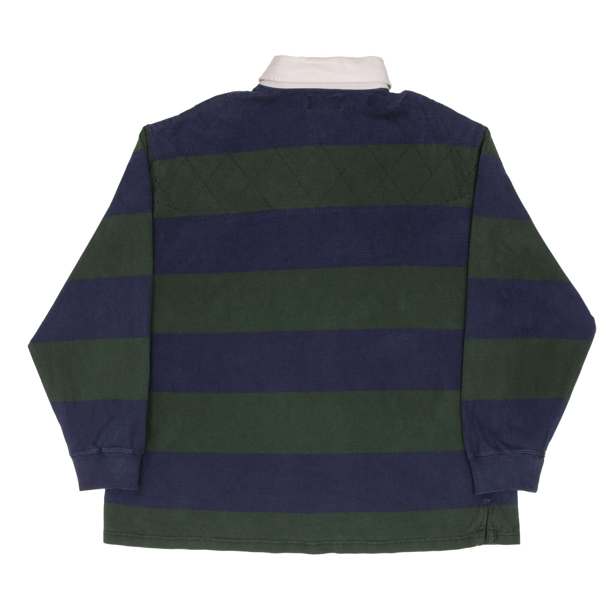 Vintage Ralph Lauren New York Blue & Green Striped Rugby Polo Shirt 1990S Size 2XL Big