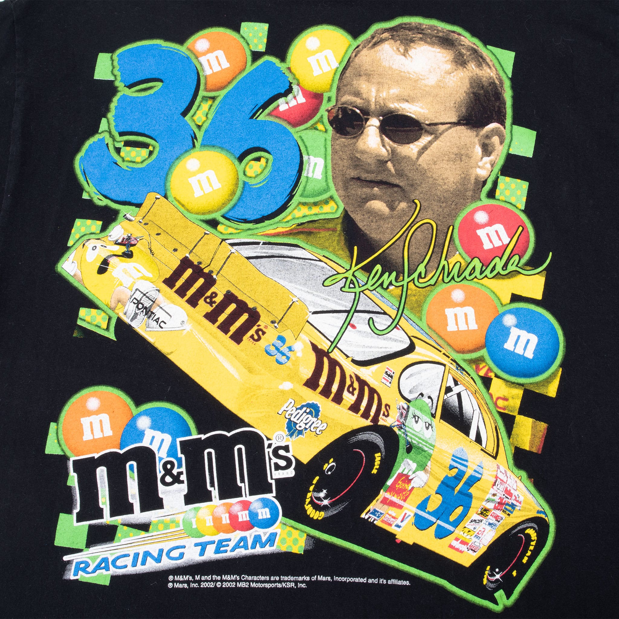 Vintage Nascar Ken Shrader #36 M&Ms 2002 Tee Shirt Size Large