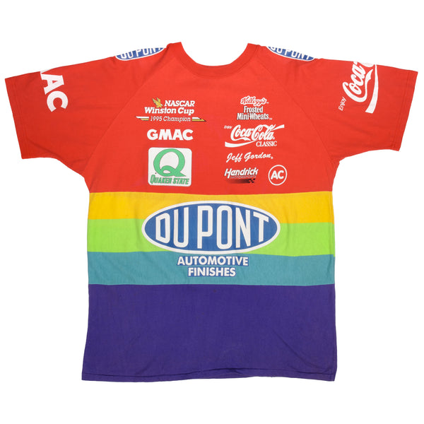 Vintage Rainbow Jeff Gordon Nascar Winston Cup Champion 1995 #24 Tee Shirt 1990s Size 2XL Made In USA