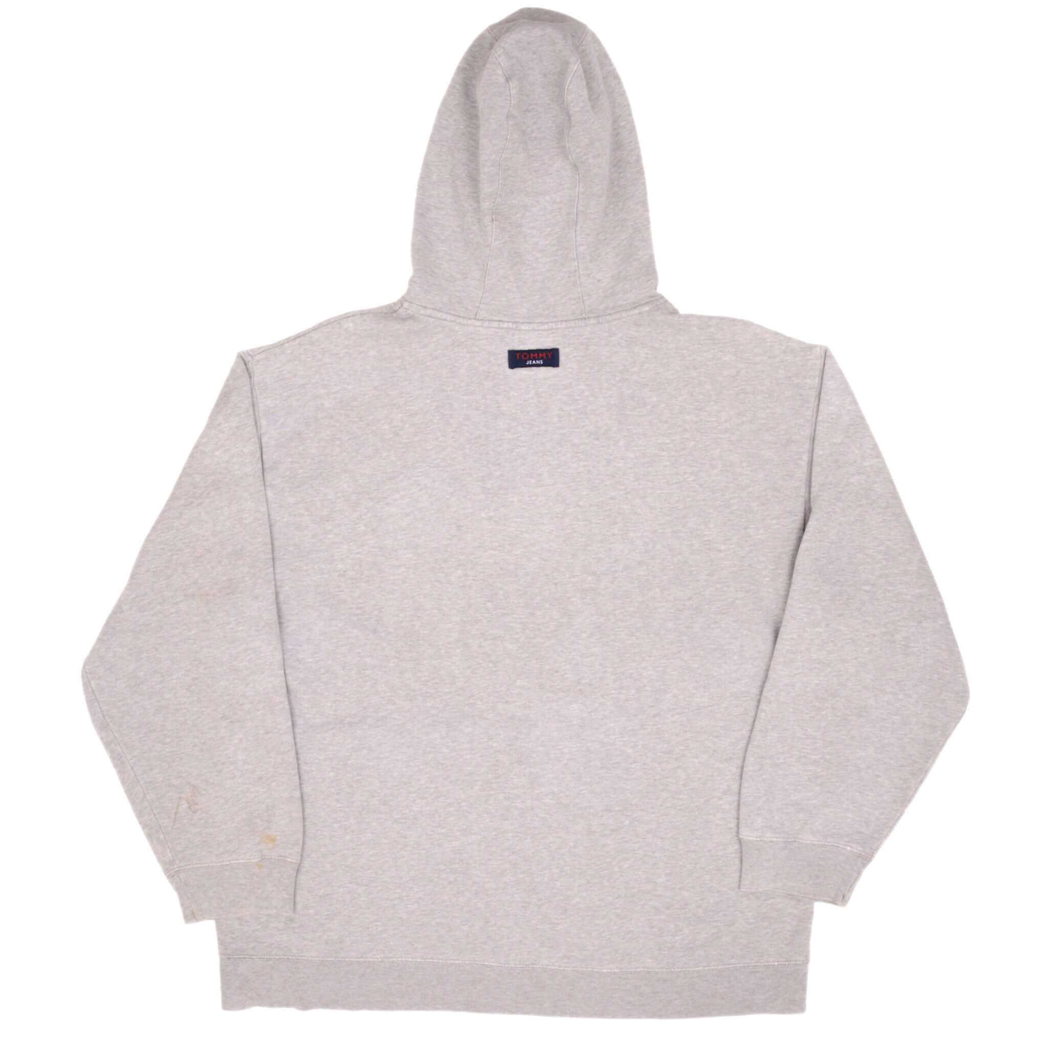 Vintage Tommy Hilfiger Jeans Embroidered Grey Hoodie Sweatshirt Size Large