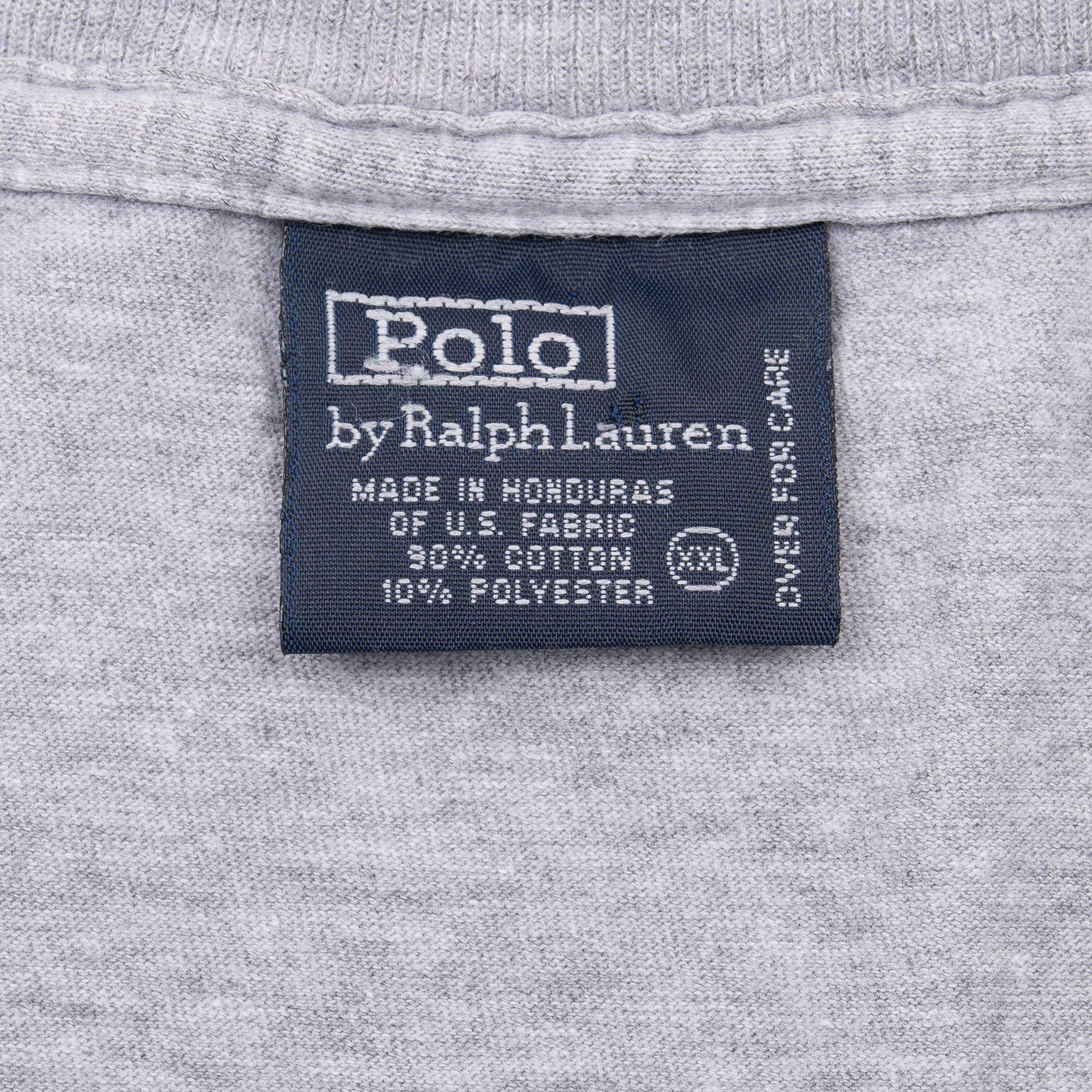 Vintage Polo Ralph Lauren Classic Grey Tee Shirt 1990S Size 2XL