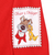 Oliver & Dodger character patch on red sweatshirt sleeve