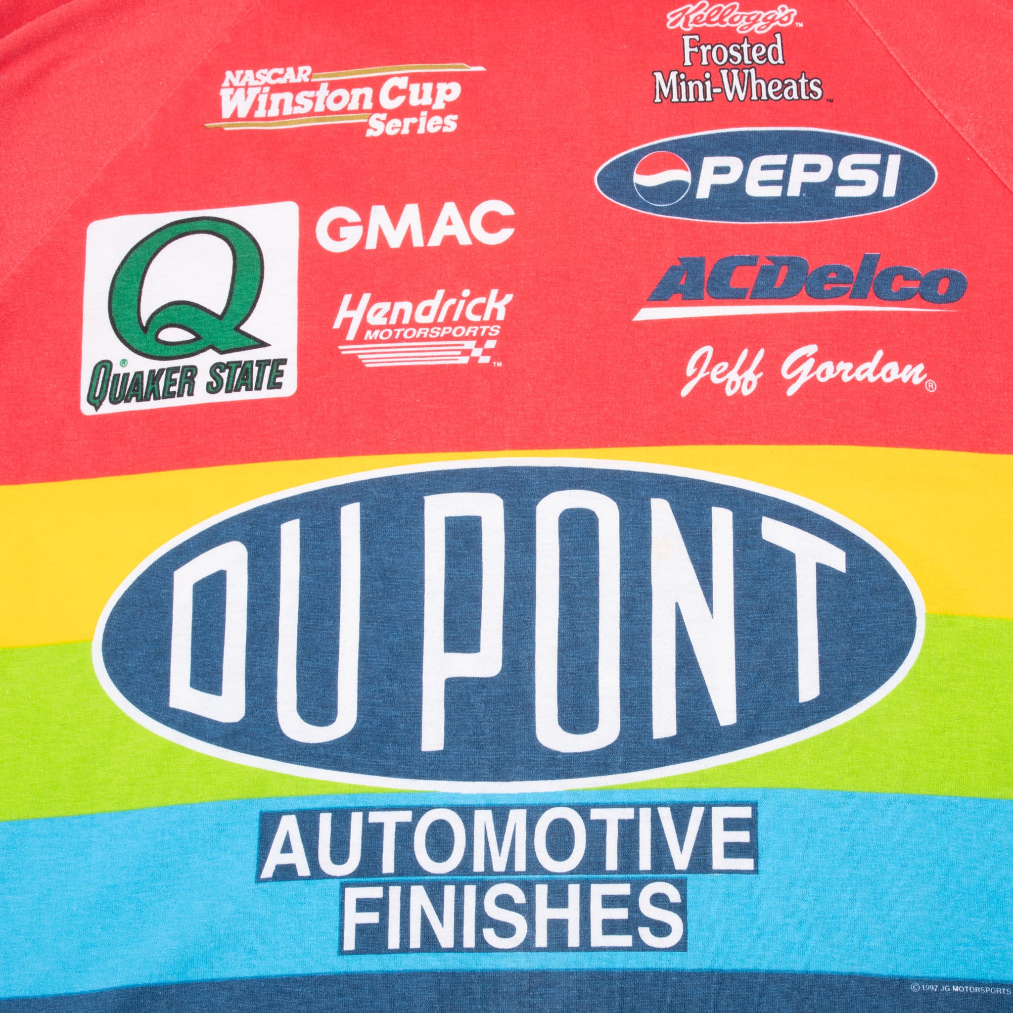 Vintage Nascar Jeff Gordon Dupont 1997 Rainbow Tee Shirt Size Large Made In Usa