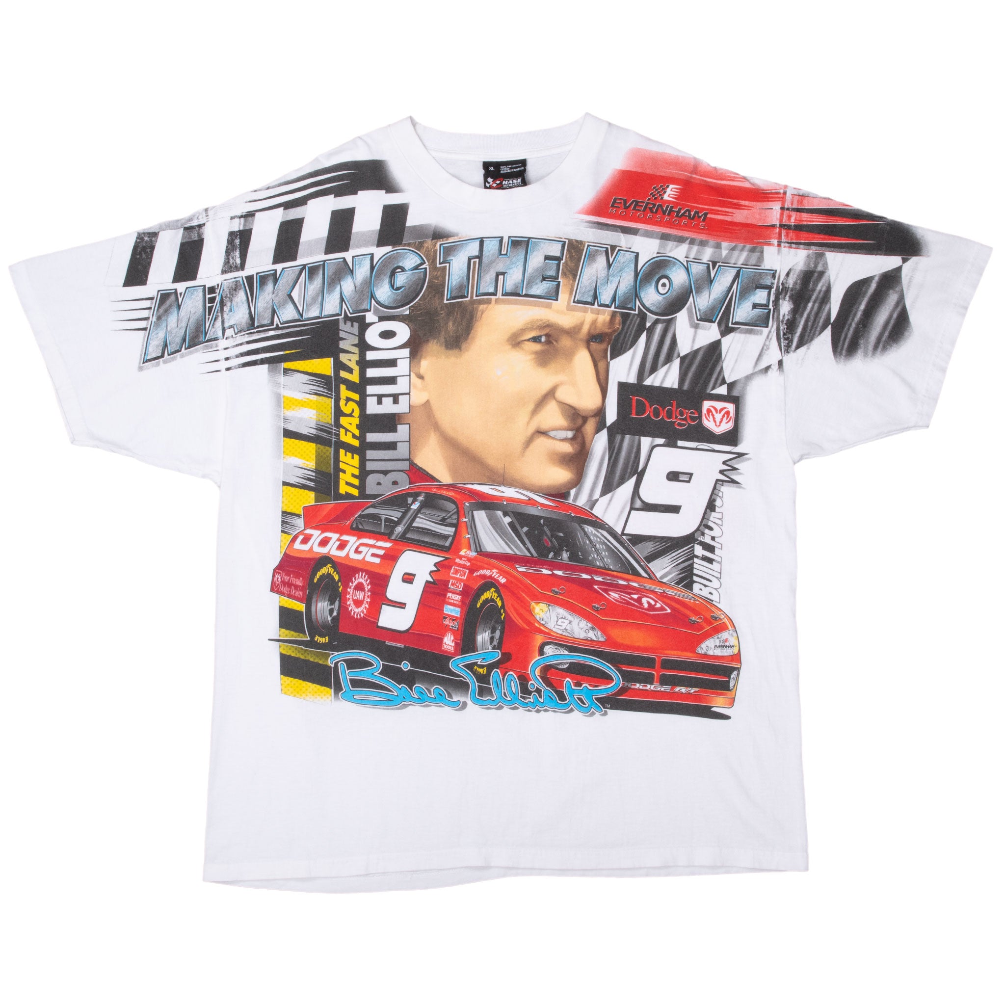Vintage Nascar Bill Elliott 2001 All Over Print Tee Shirt Size XL
