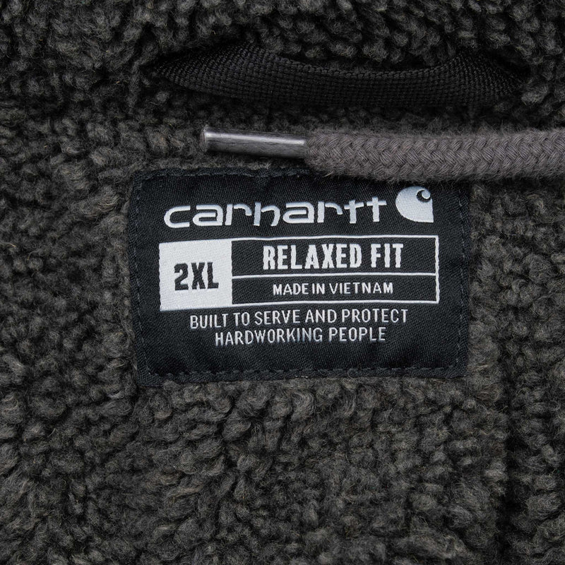 Vintage Carhartt Heavyweight Sherpa Lined Full Zip Grey Hoodie Sweatshirt Size 2XL