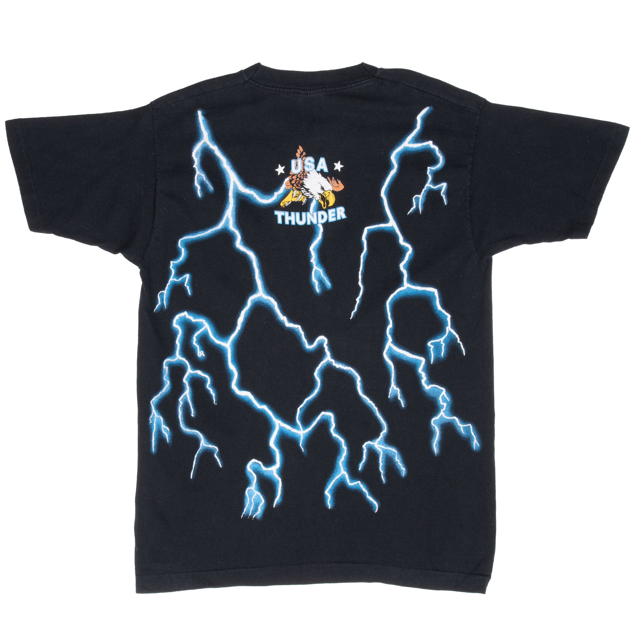 Vintage Animal Print Eagle Wolf Indian Chief Usa Thunder Tee Shirt 1990S Size Large With Single Stitch Sleeves