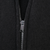 Close-up of metal zipper and black fabric on Harley-Davidson hoodie