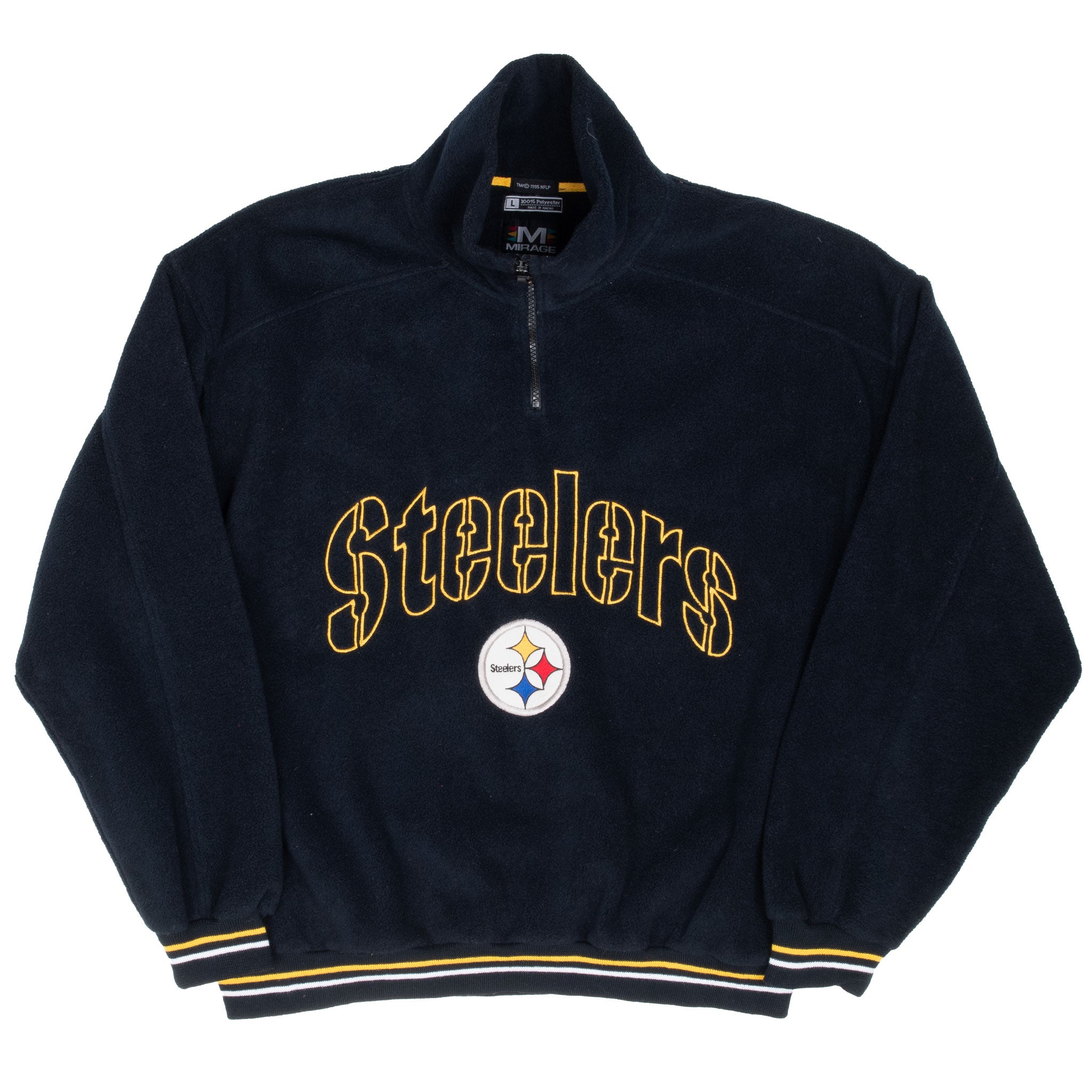 Vintage Nfl Pittsburg Steelers Fleece Pullover Jacket 1990S Size Large