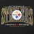 Close-up of embroidered Pittsburgh Steelers logo and Central Division chest graphic