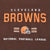 Close-up of embroidered Cleveland Browns lettering, helmet logo, and National Football League text