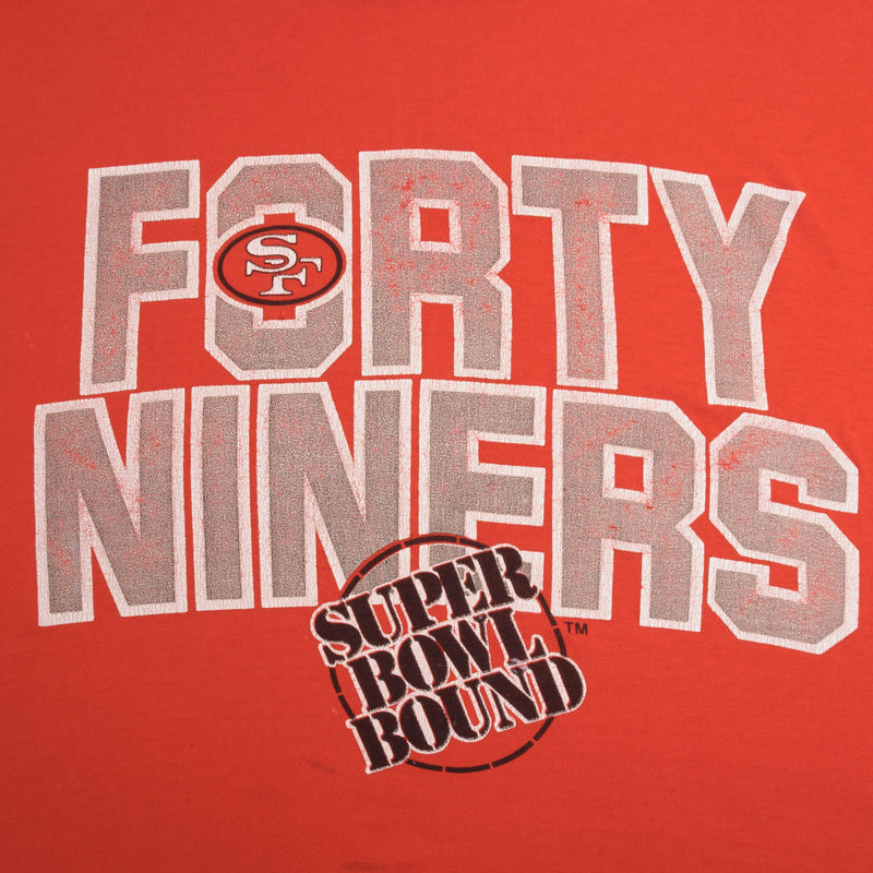Vintage NFL San Francisco 49Ers Super Bowl Bound 1980s Logo 7 Tee Shirt Size Large Made In USA With Single Stitch Sleeves