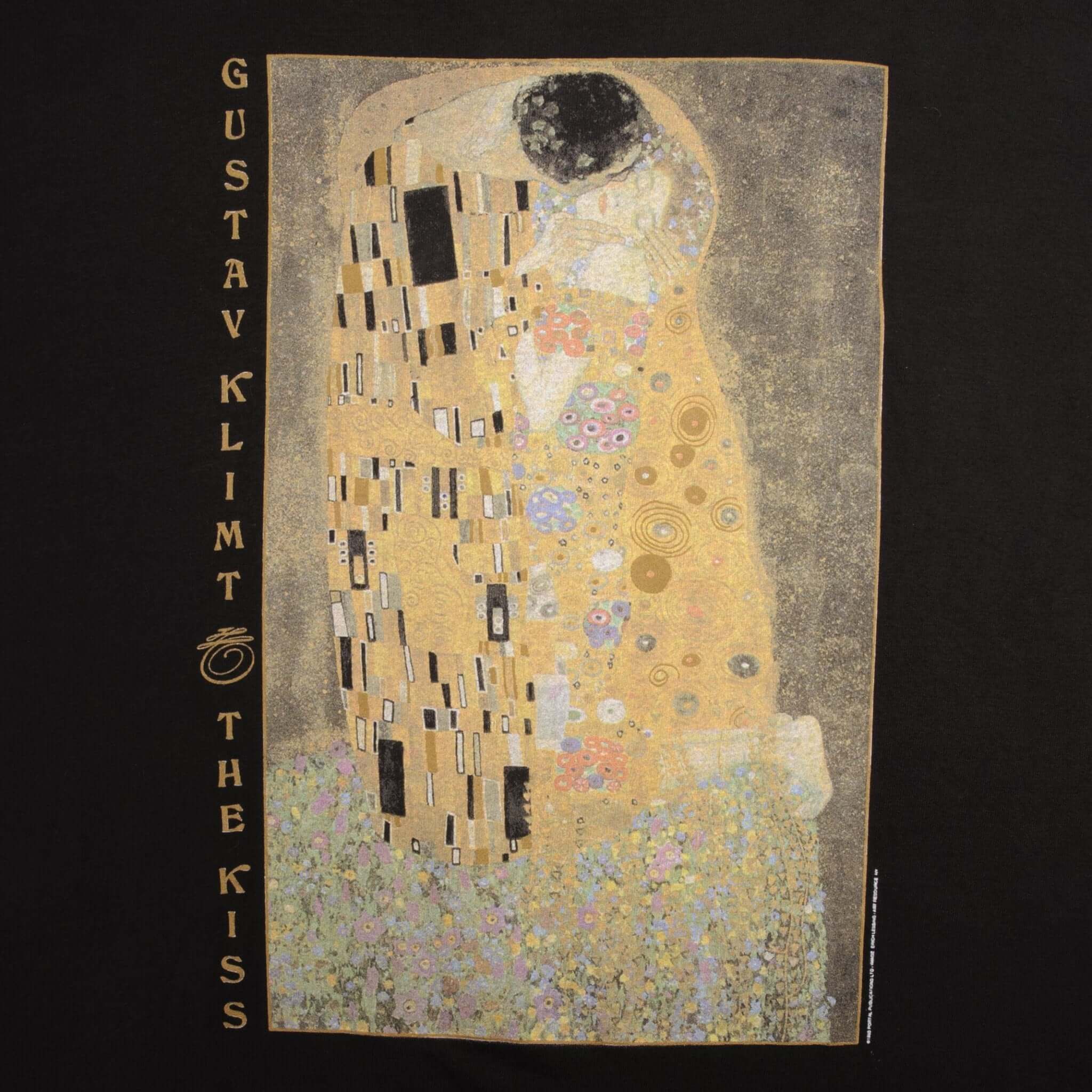 Vintage Gustave Kilmt The Kiss Art Tee Shirt 1990 Size XL Made In Usa With Single Stitch Sleeves