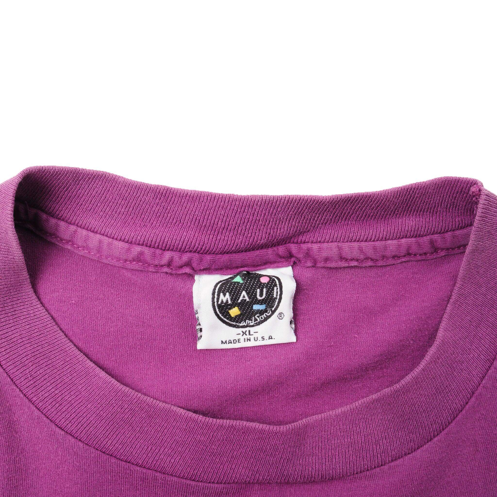 Vintage Purple Maui and Sons Get a Grip Reality  Tee Shirt 1994 Size XLarge Made In USA with single stitch sleeves.