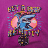 Vintage Purple Maui and Sons Get a Grip Reality  Tee Shirt 1994 Size XLarge Made In USA with single stitch sleeves.