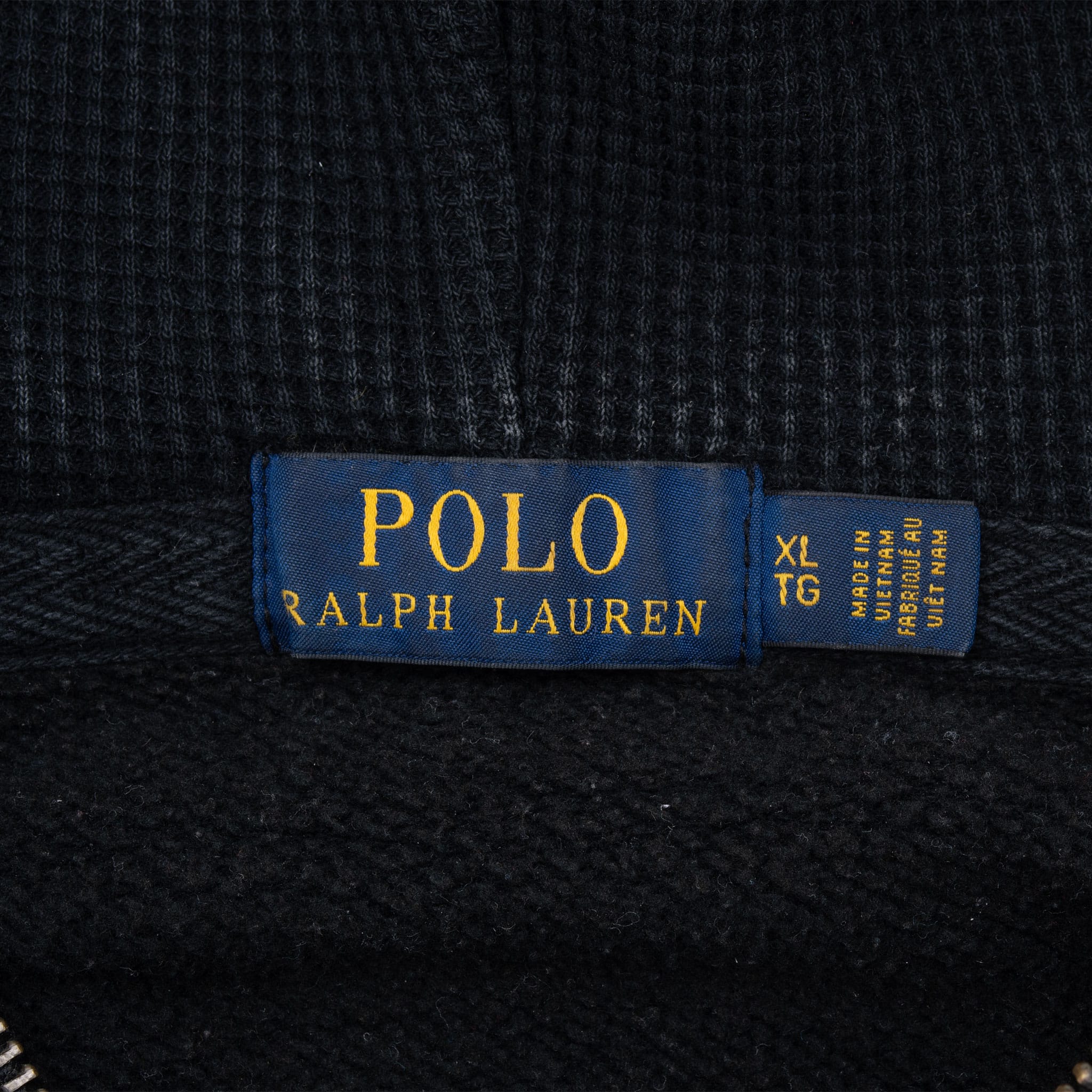 Vintage Ralph Lauren Full Zip Classic Black Hoodie Sweatshirt Size XL