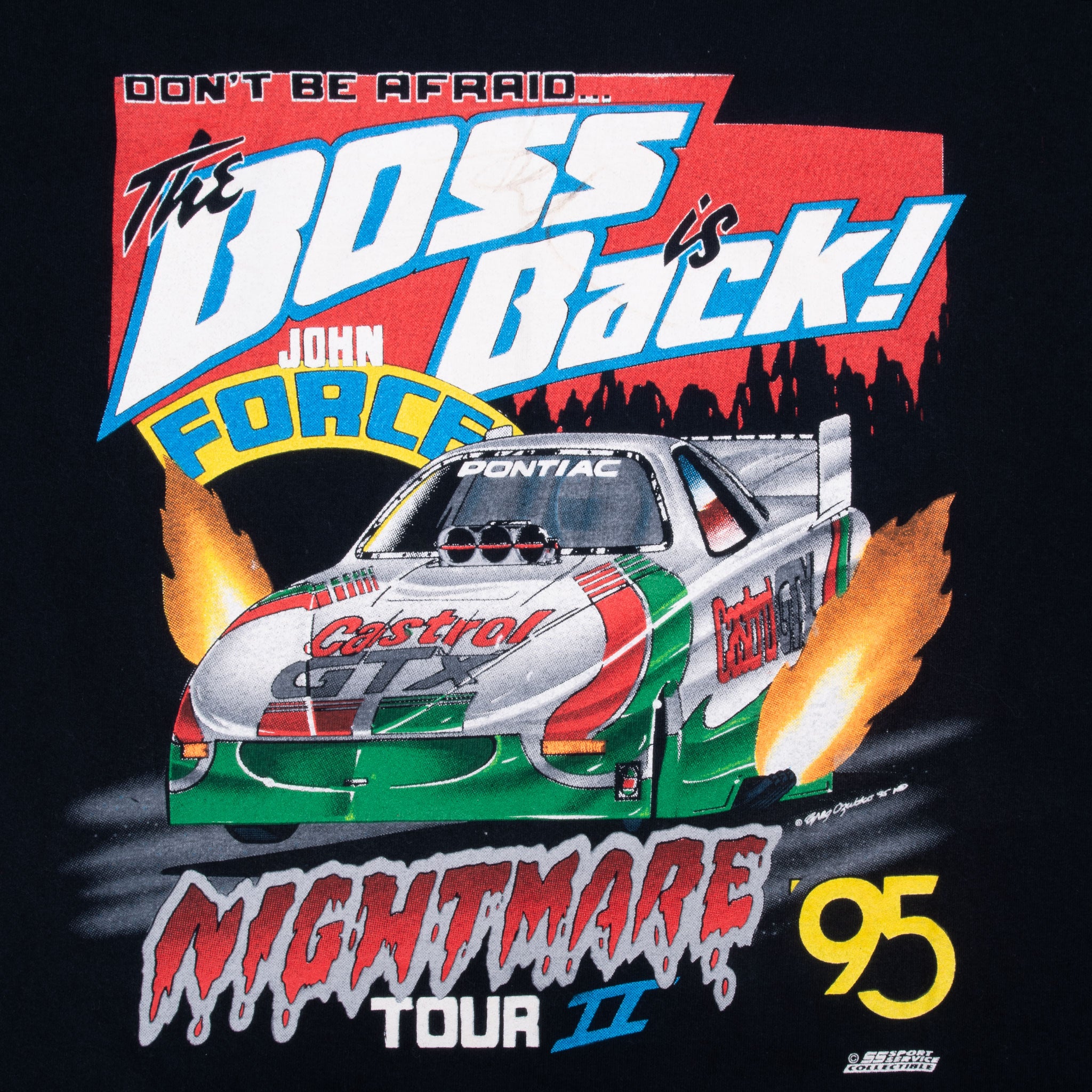 Vintage Nascar John Force 1995 Tee Shirt Size 2XL Made In Usa With Single Stitch Sleeves