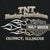 Close-up of back TNT Harley-Davidson flame graphic with Quincy, Illinois text